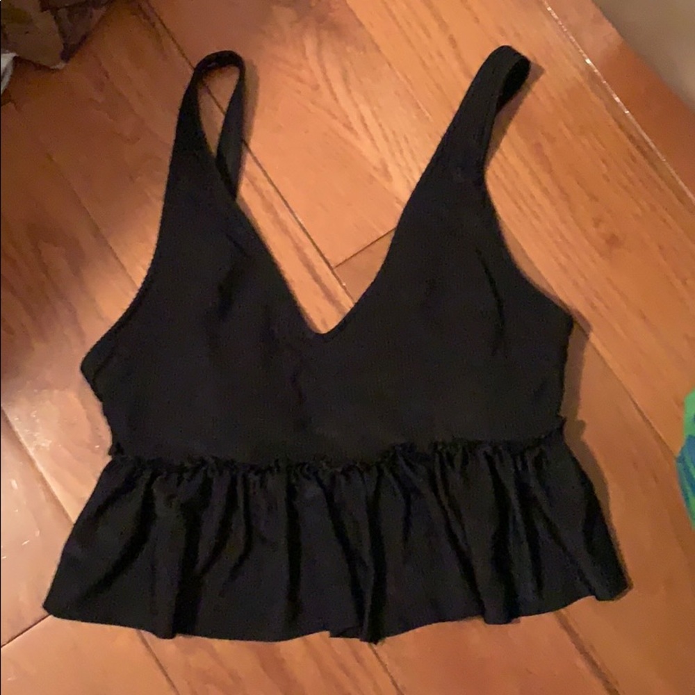 Kortni Jeane V-neck black swim top